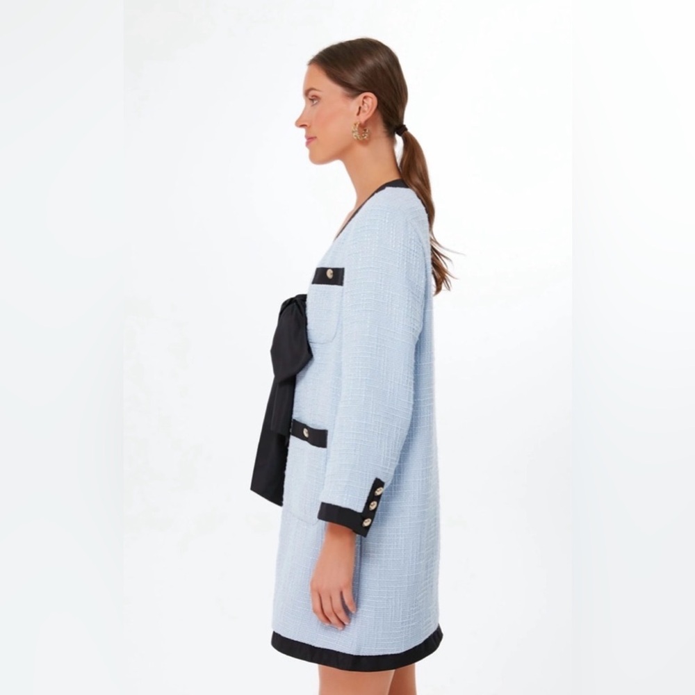 Tuckernuck Pomander Place Coco Tweed Light Blue Bow dress Size XL - Picture 3 of 8